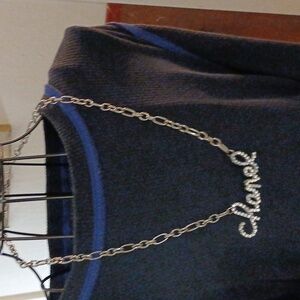 Silver Tone Alphabet Rhinestone and Faux Pearl Necklace